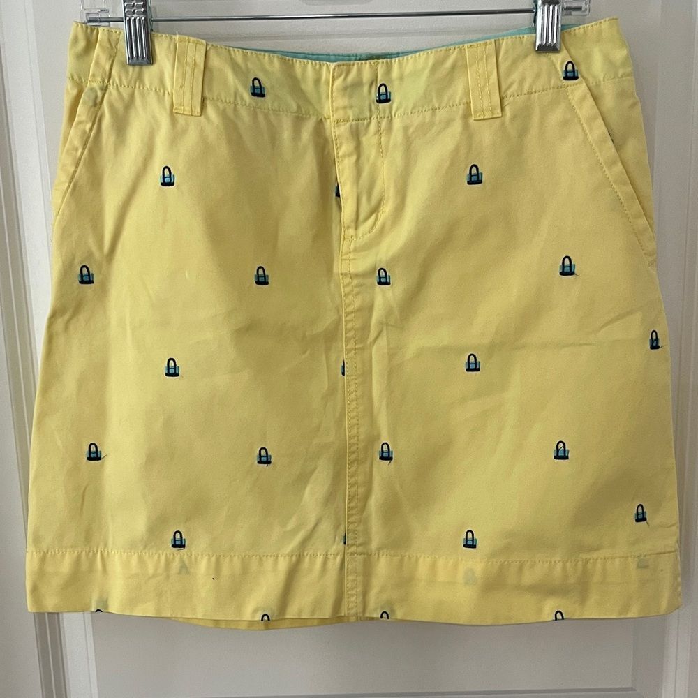 Lilly Pulitzer Lemon Yellow Cotton Skirt Embroidered Tote Bags VTG